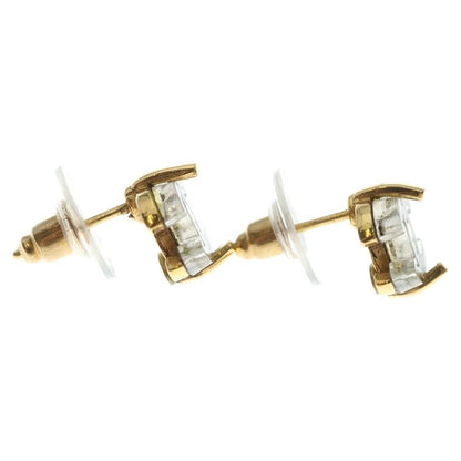 Chanel CC Logo Earrings Gold Clear