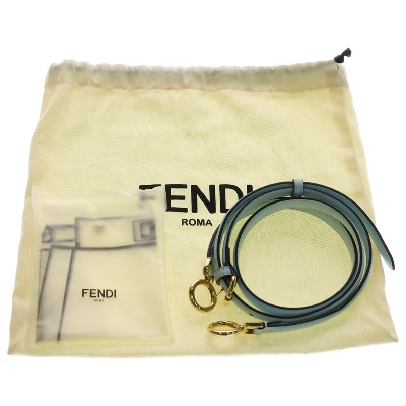 Fendi Peekaboo Eyelash 2-Way Shoulder Bag Light Blue Boa Mouton Gold