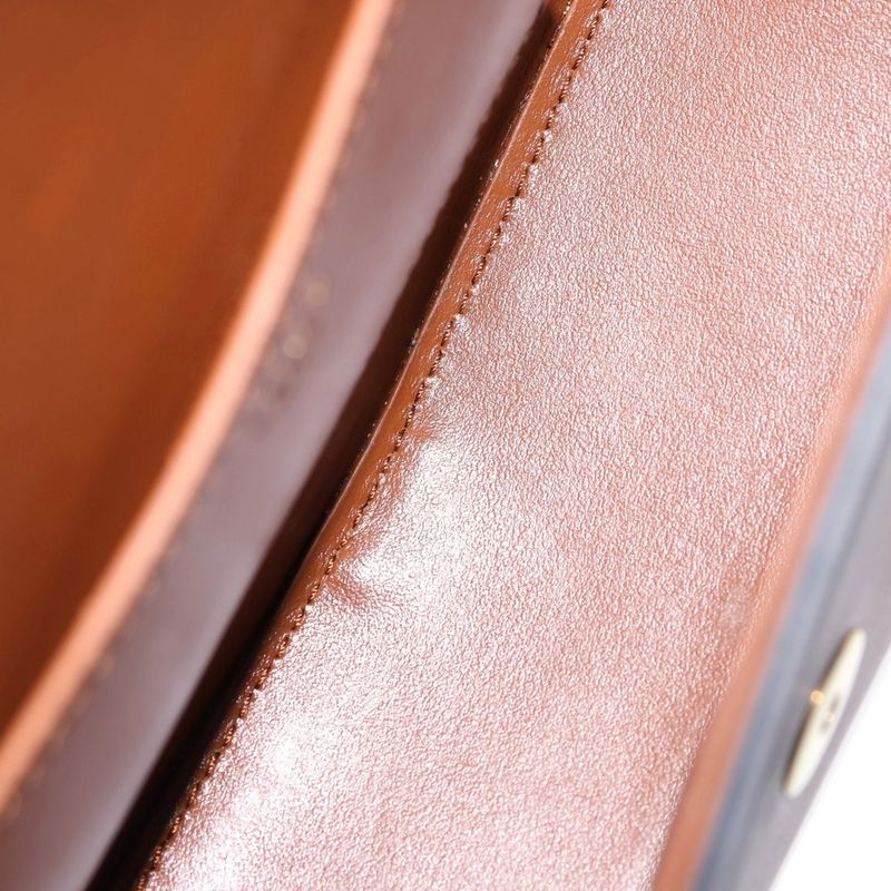 Celine Clutch Tab Tan Mini Shoulder Bag Brown Leather Gold