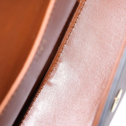 Celine Clutch Tab Tan Mini Shoulder Bag Brown Leather Gold