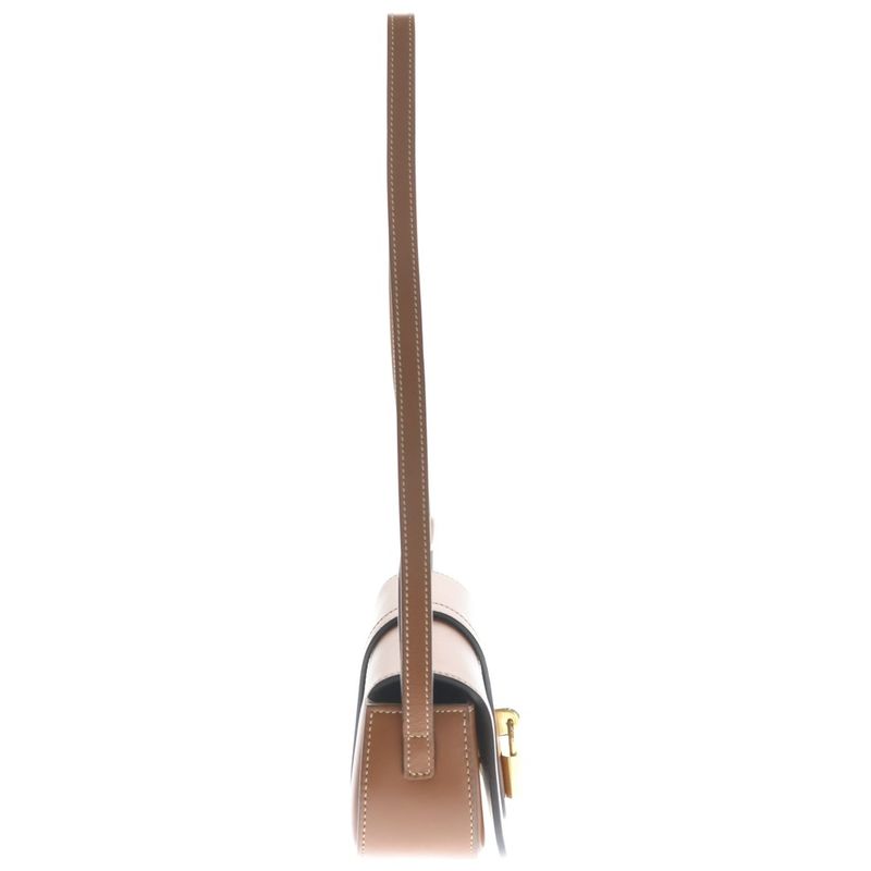 Celine Clutch Tab Tan Mini Shoulder Bag Brown Leather Gold