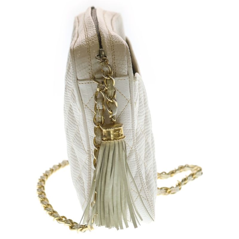 Chanel CC Logo Fringe Chain Shoulder Bag White
