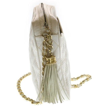 Chanel CC Logo Fringe Chain Shoulder Bag White