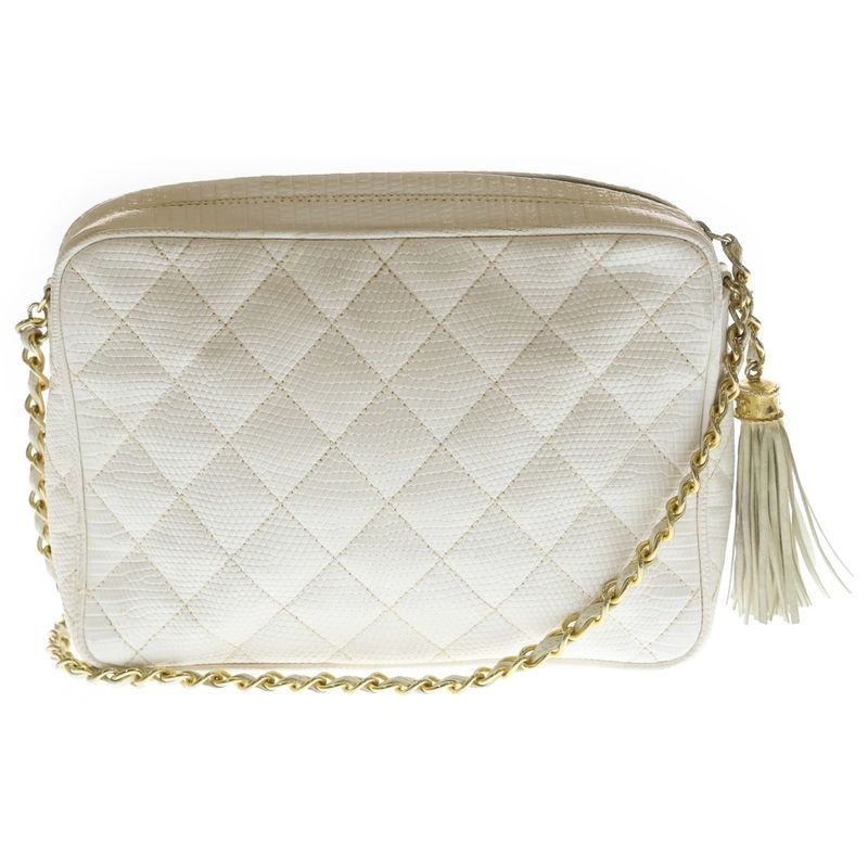 Chanel CC Logo Fringe Chain Shoulder Bag White