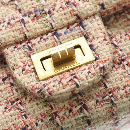 Chanel 2.55 Quilted Double Flap Chain Shoulder Bag Pink Tweed