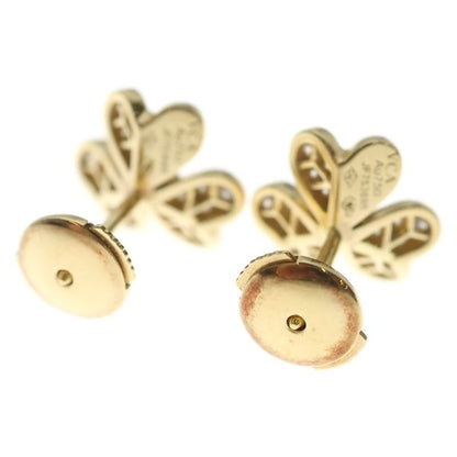 Van Cleef & Arpels Frivole Mini Pave Diamond Earrings 18k YG Yellow Gold