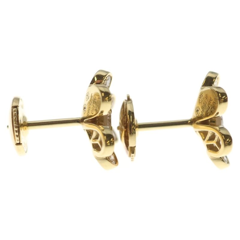 Van Cleef & Arpels Frivole Mini Pave Diamond Earrings 18k YG Yellow Gold