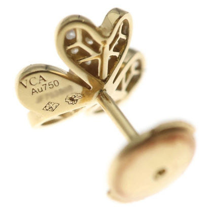Van Cleef & Arpels Frivole Mini Pave Diamond Earrings 18k YG Yellow Gold