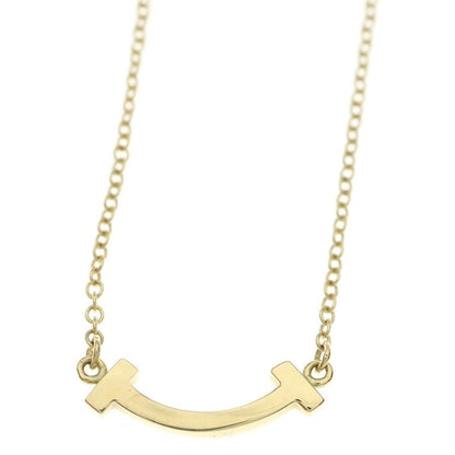 Tiffany & Co T Smile Mini Necklace Pendant Chain Gold