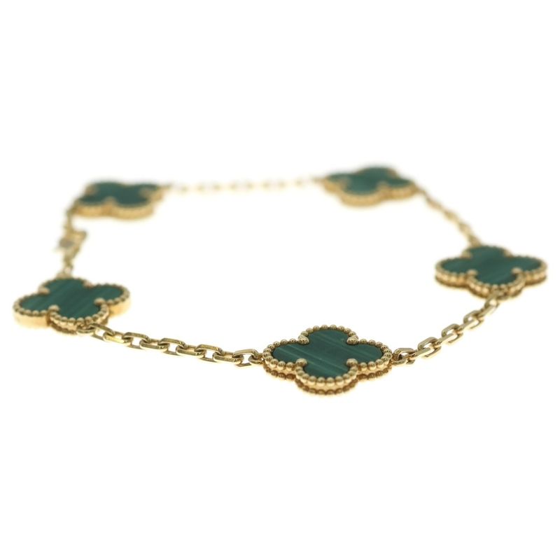 Van Cleef & Arpels Vintage Alhambra Bracelet Yellow Gold Malachite