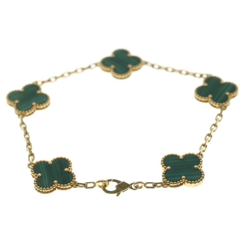 Van Cleef & Arpels Vintage Alhambra Bracelet Yellow Gold Malachite