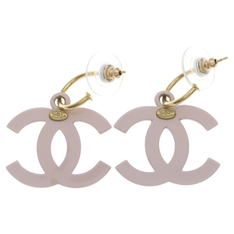 Chanel CC Logo Swing Earrings Pink