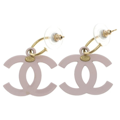 Chanel CC Logo Swing Earrings Pink