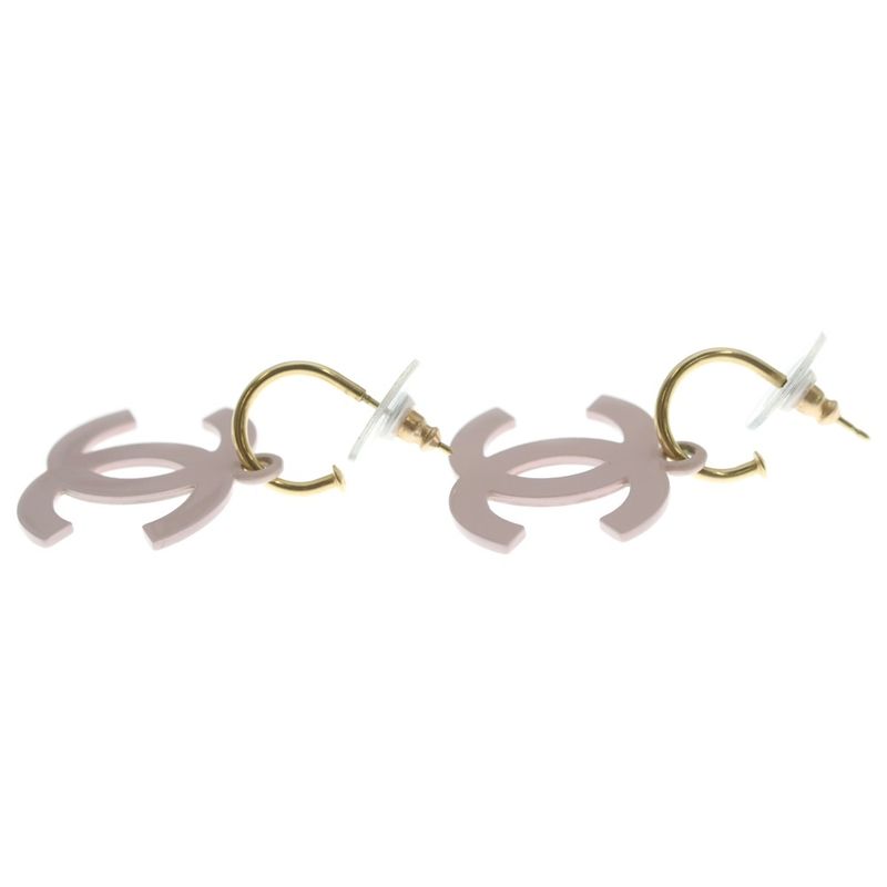Chanel CC Logo Swing Earrings Pink
