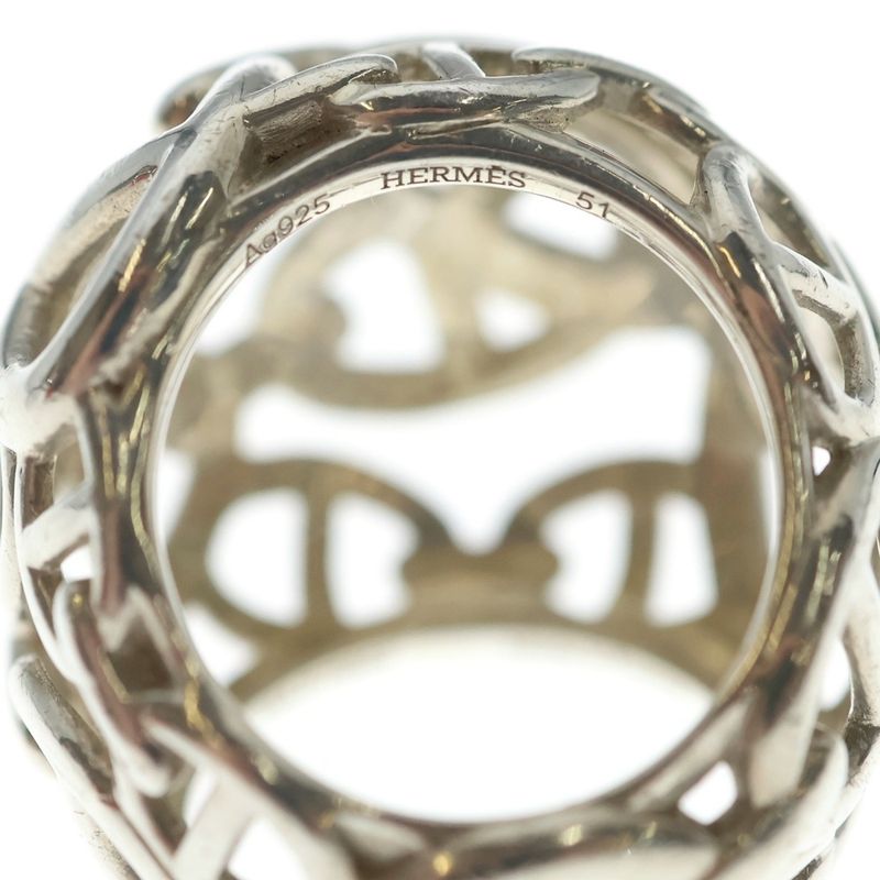 Hermes Enchainee TGM Chaine D'ancre Ring Silver