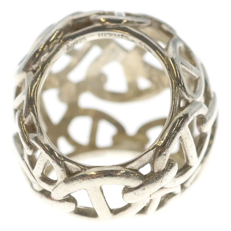 Hermes Enchainee TGM Chaine D'ancre Ring Silver