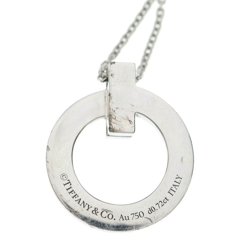 Tiffany & Co T One Circle Necklace 18k WG White Gold Pendant