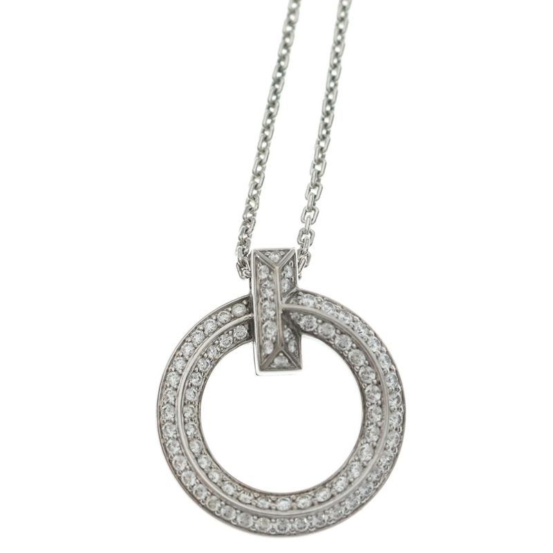 Tiffany & Co T One Circle Necklace 18k WG White Gold Pendant