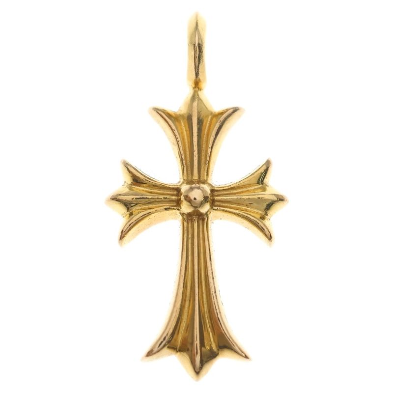 Chrome Hearts 22k Tny Crsf P Dia Tiny Fat Cross Pave Diamond Pendant Top Gold