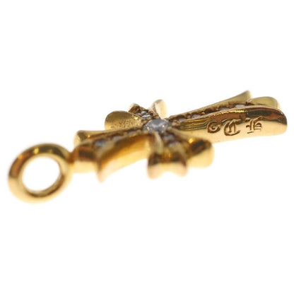 Chrome Hearts 22k Tny Crsf P Dia Tiny Fat Cross Pave Diamond Pendant Top Gold