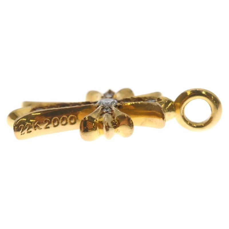 Chrome Hearts 22k Tny Crsf P Dia Tiny Fat Cross Pave Diamond Pendant Top Gold