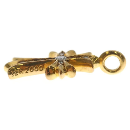 Chrome Hearts 22k Tny Crsf P Dia Tiny Fat Cross Pave Diamond Pendant Top Gold