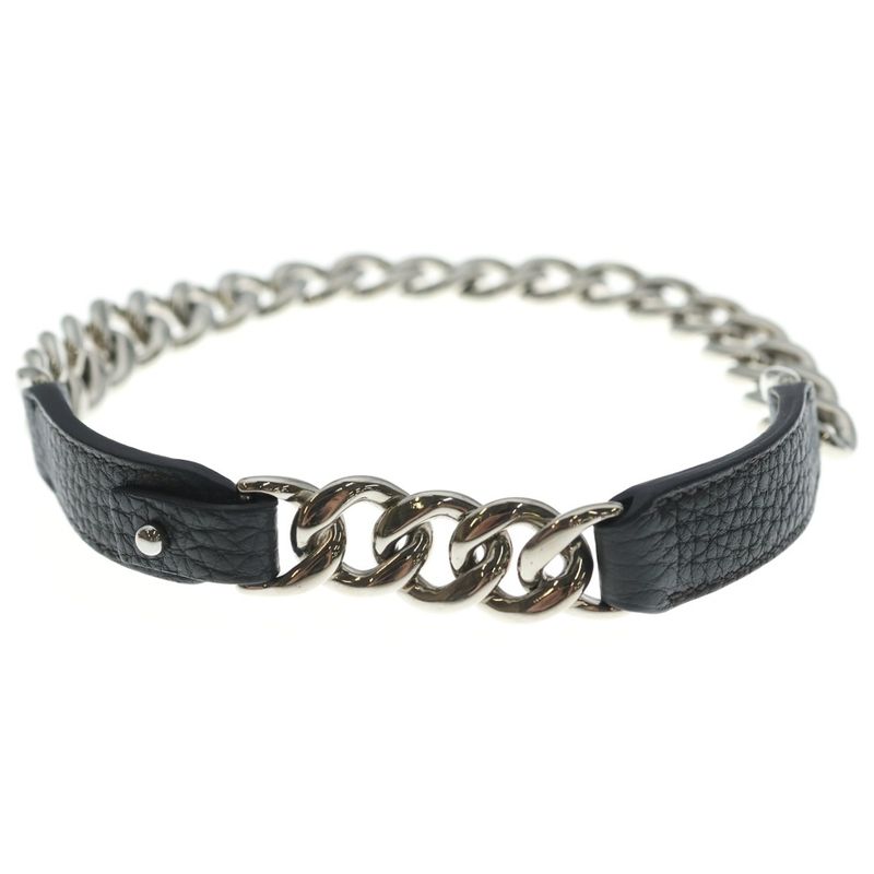 Hermes Box Palladium Double Chain Choker Silver Necklace