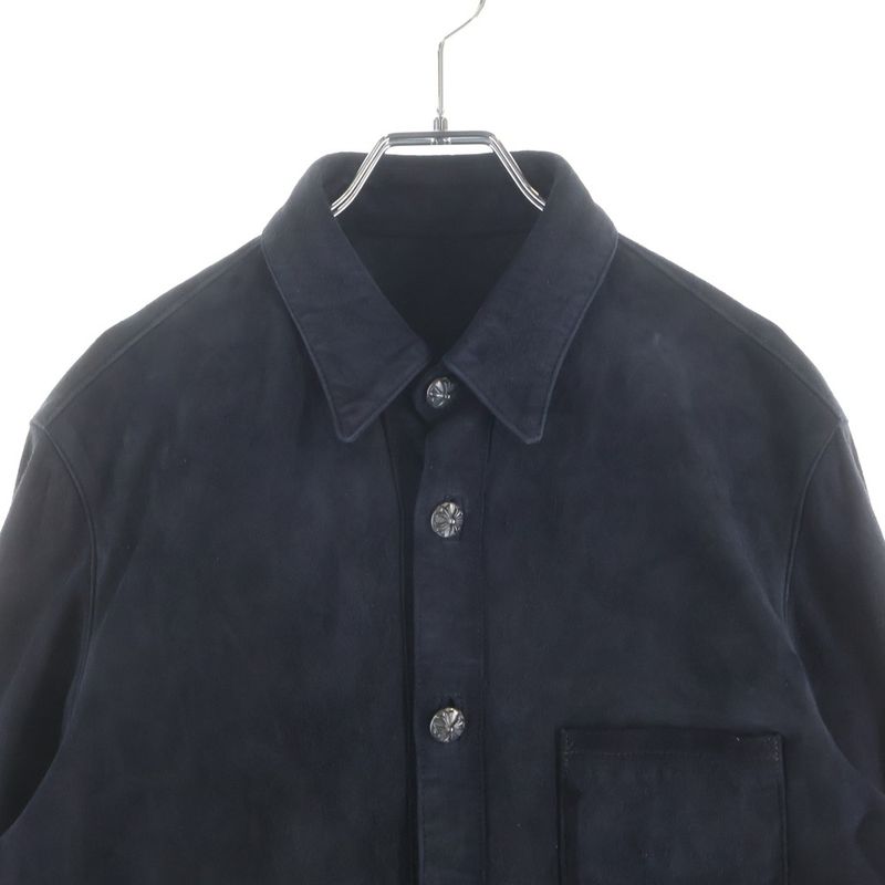 Chrome Hearts Crossball Suede Leather Long Sleeve Shirt Black