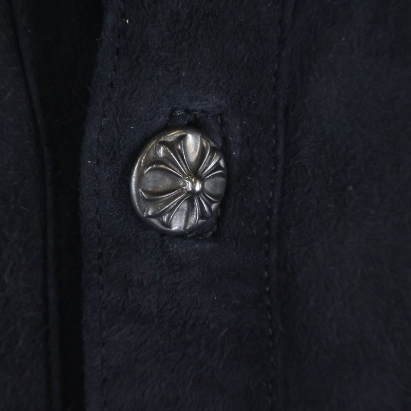 Chrome Hearts Crossball Suede Leather Long Sleeve Shirt Black