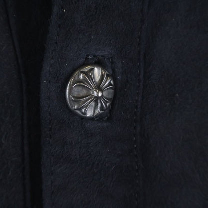 Chrome Hearts Crossball Suede Leather Long Sleeve Shirt Black