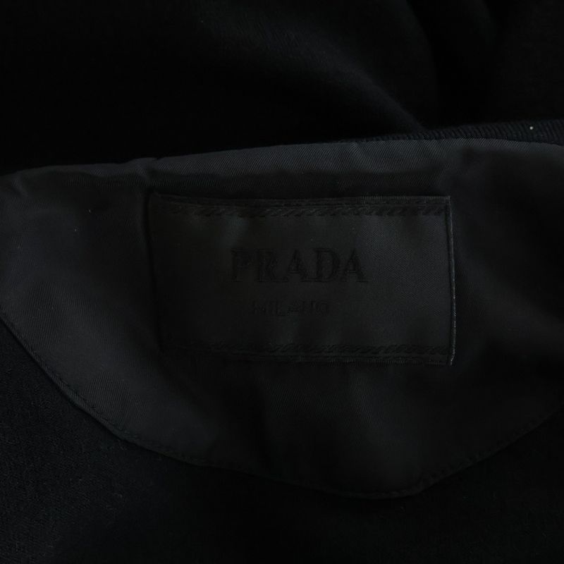 Prada Super Fine Ulka Digan with Zip Up Knit Black Flat