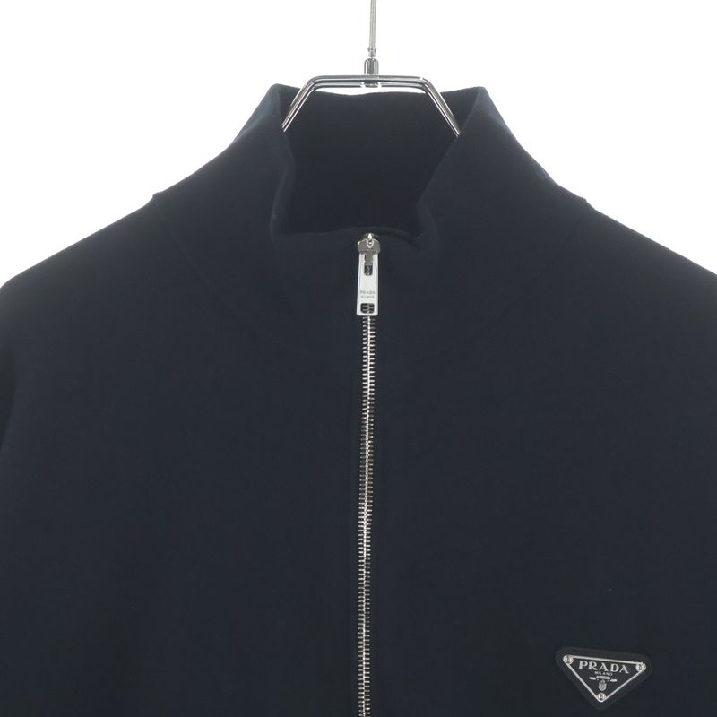 Prada Super Fine Ulka Digan with Zip Up Knit Black Flat