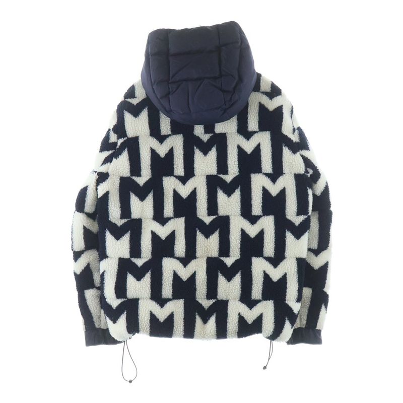 Moncler Reversible Hoodie Boa Down Jacket White Navy