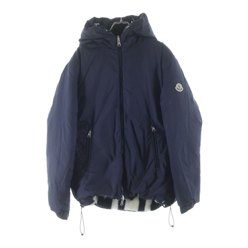 Moncler Reversible Hoodie Boa Down Jacket White Navy