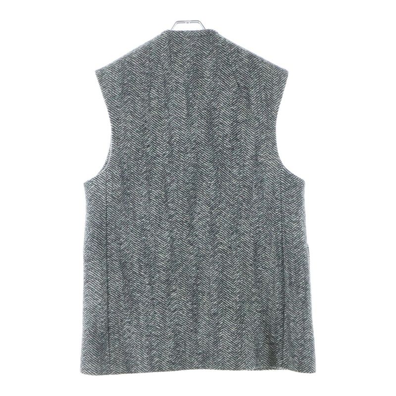 Bottega Veneta Sleeveless Felted Wool Chevron Coat Gray White
