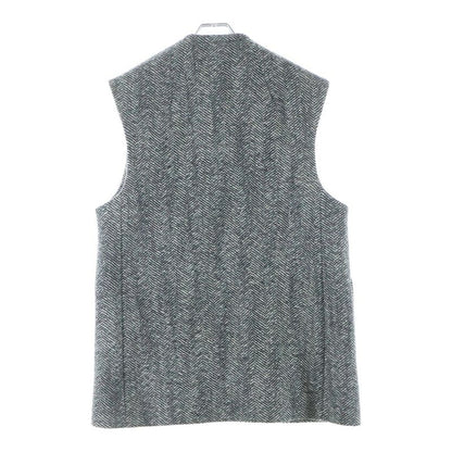 Bottega Veneta Sleeveless Felted Wool Chevron Coat Gray White