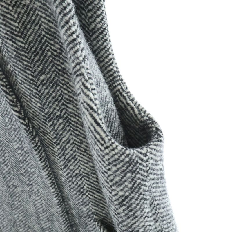 Bottega Veneta Sleeveless Felted Wool Chevron Coat Gray White