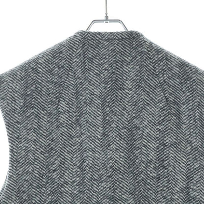 Bottega Veneta Sleeveless Felted Wool Chevron Coat Gray White