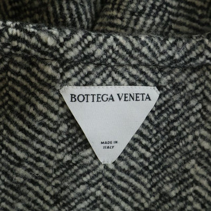 Bottega Veneta Sleeveless Felted Wool Chevron Coat Gray White