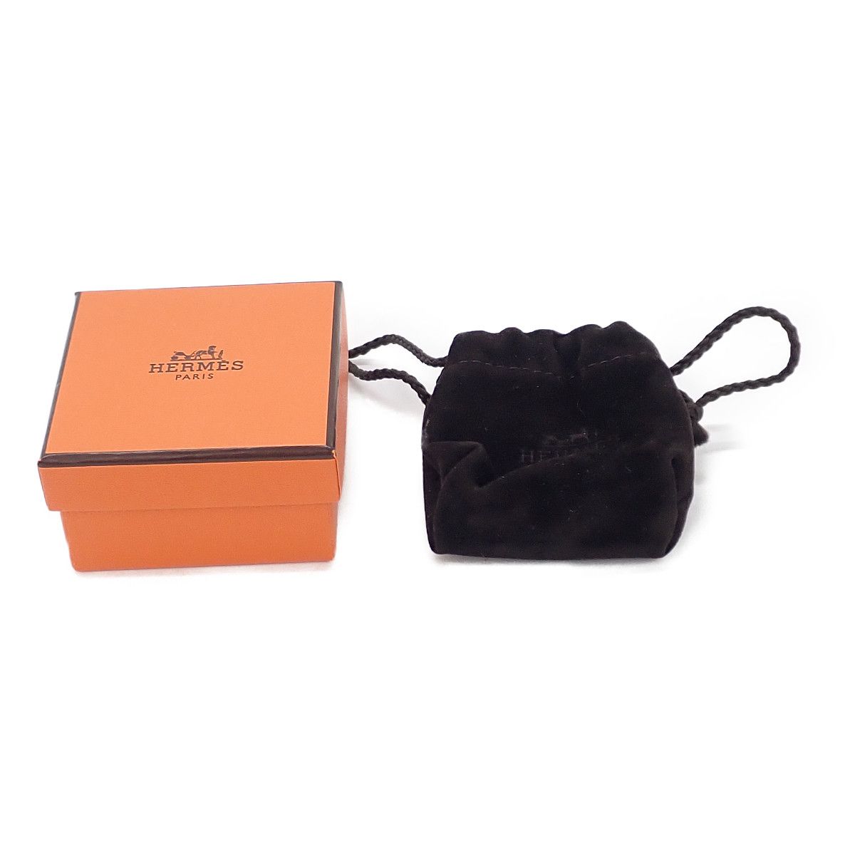 Hermes Quadrige Twilly Ring Scarf Clip Closure Metal Silver Orange