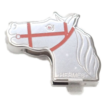 Hermes Quadrige Twilly Ring Scarf Clip Closure Metal Silver Orange