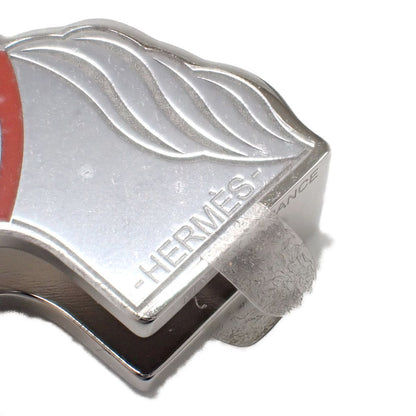 Hermes Quadrige Twilly Ring Scarf Clip Closure Metal Silver Orange