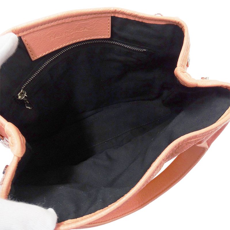 Balenciaga 2-Way Shoulder Bag Leather Navy Cabas XS Salmon Pink Handheld