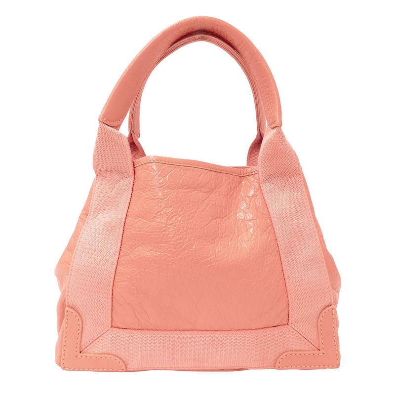 Balenciaga 2-Way Shoulder Bag Leather Navy Cabas XS Salmon Pink Handheld