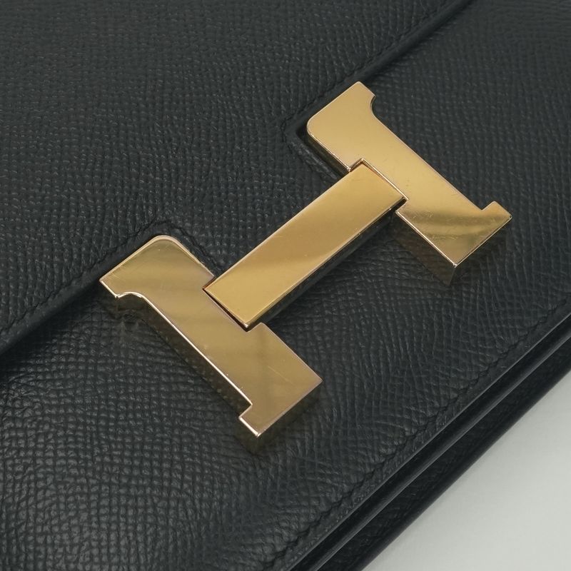 Hermes Constance 3 Mini 18 Shoulder Bag Epsom Noir Black Gold Veau