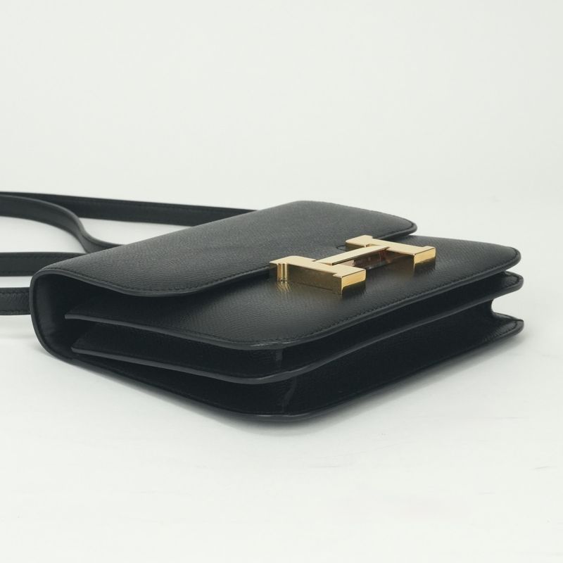 Hermes Constance 3 Mini 18 Shoulder Bag Epsom Noir Black Gold Veau