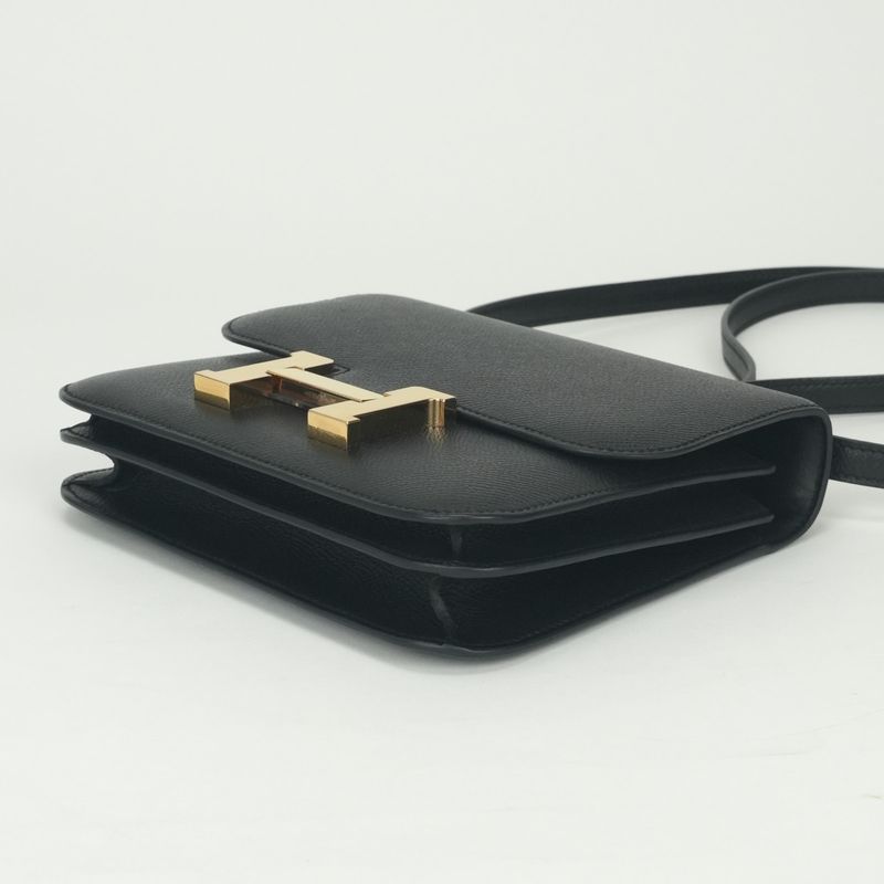 Hermes Constance 3 Mini 18 Shoulder Bag Epsom Noir Black Gold Veau