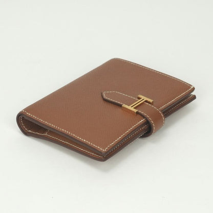 Hermes Bearn Compact Wallet Bifold Mini Epsom Gold Brown Veau