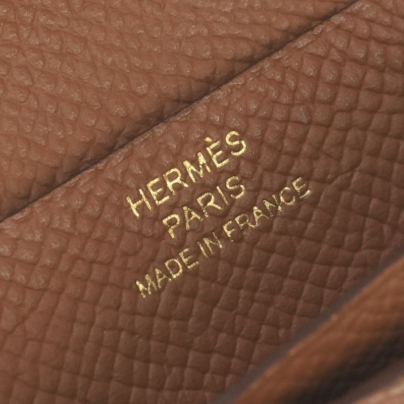Hermes Bearn Compact Wallet Bifold Mini Epsom Gold Brown Veau
