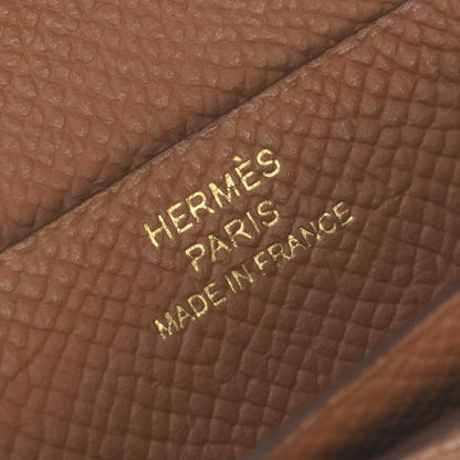 Hermes Bearn Compact Wallet Bifold Mini Epsom Gold Brown Veau